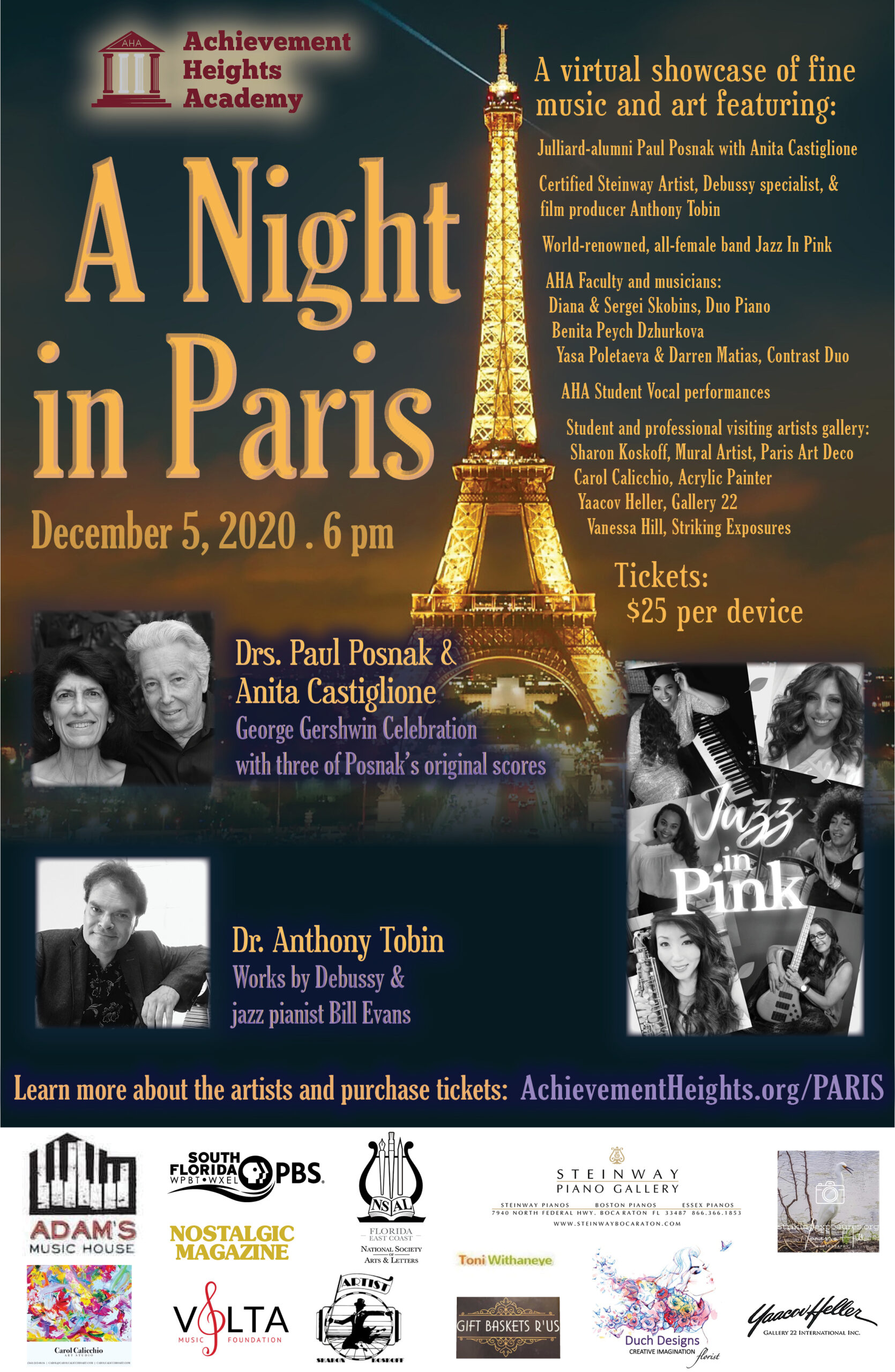 Night in Paris Jazz in Pink Announcement Flyer Facebook & email